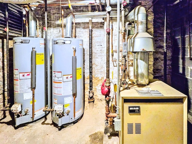 utility room featuring gas water heater