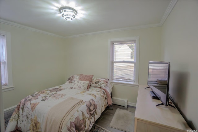 bedroom with ornamental molding