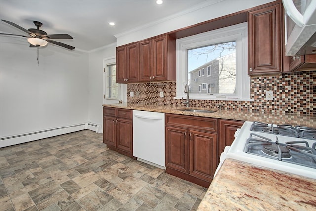 kitchen with tasteful backsplash, sink, plenty of natural light, and dishwasher