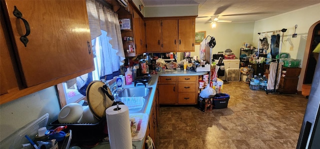 kitchen featuring sink and ceiling fan