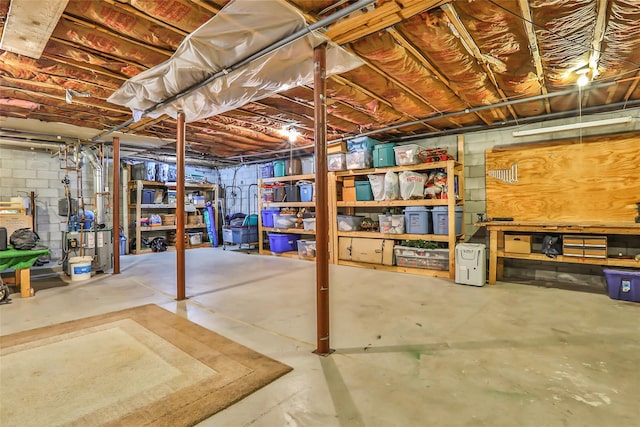 view of unfinished basement