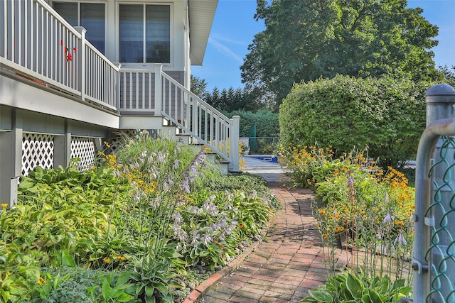 view of yard with stairway