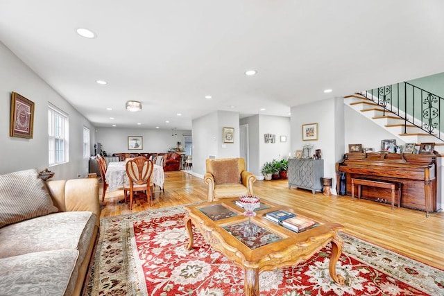 living room with wood-type flooring