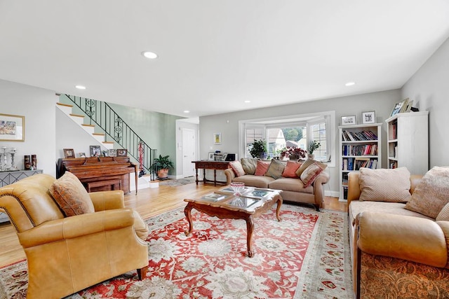 living room featuring light hardwood / wood-style flooring