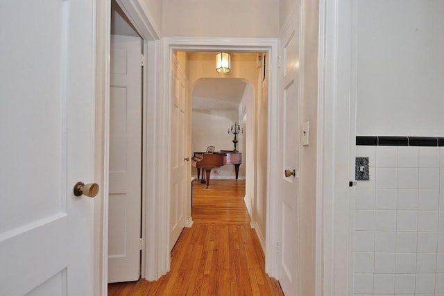 corridor featuring light wood-type flooring