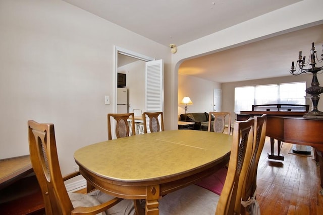 dining room with wood-type flooring