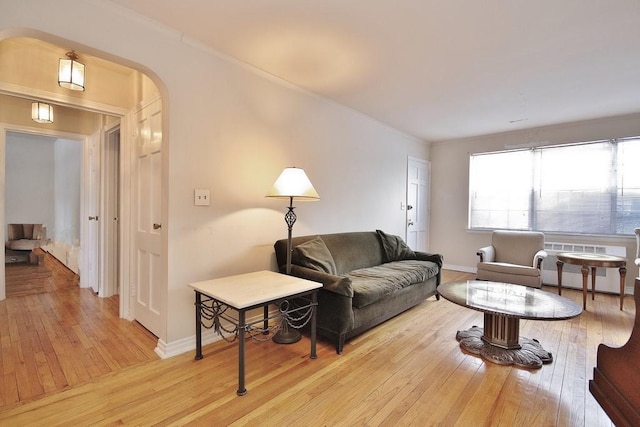 living room with light hardwood / wood-style floors