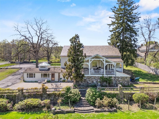 100 Pleasant Hill Rd, New Windsor, NY 12553 - back of house with a porch and stairway