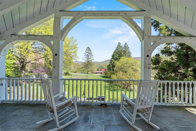 100 Pleasant Hill Rd, New Windsor, NY 12553 - view of patio featuring a mountain view and a porch