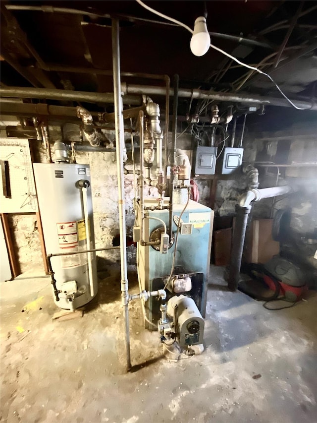 utility room featuring gas water heater