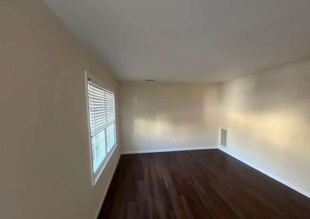 empty room with dark wood-type flooring