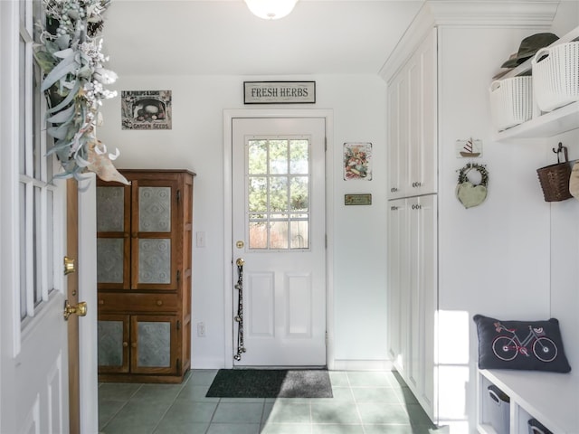 interior space with light tile patterned floors