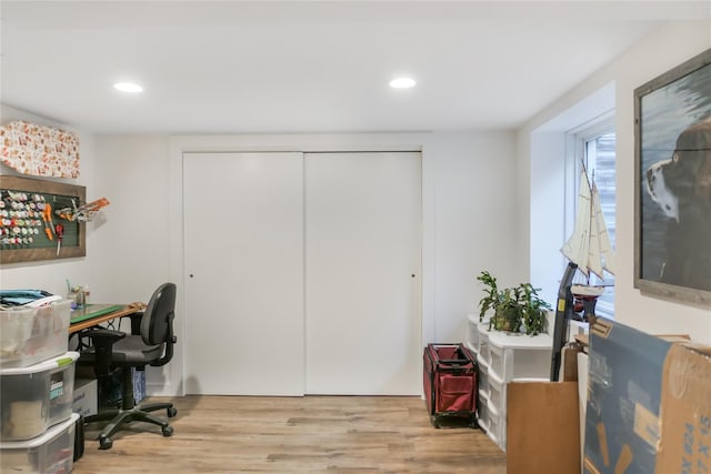 office featuring light hardwood / wood-style flooring