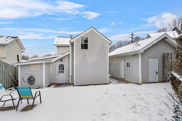 view of snow covered property