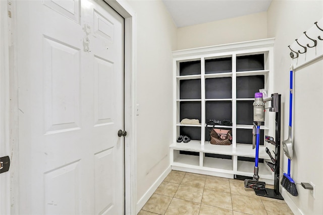 mudroom featuring light tile patterned flooring