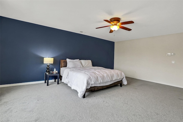 bedroom with carpet and ceiling fan