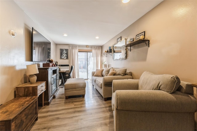 living room featuring light wood-type flooring