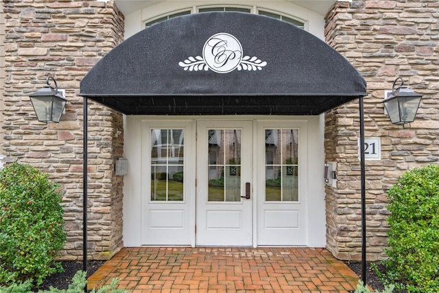 doorway to property with french doors