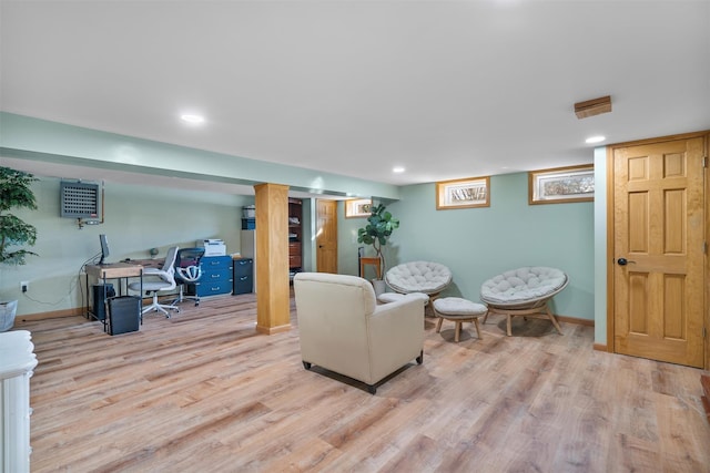 living room with light wood-type flooring