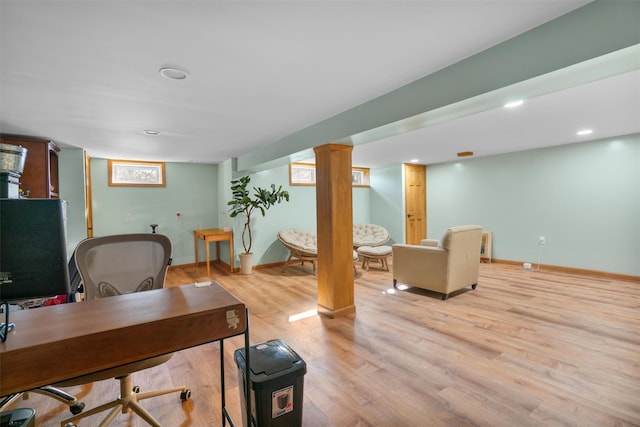 office featuring light hardwood / wood-style flooring