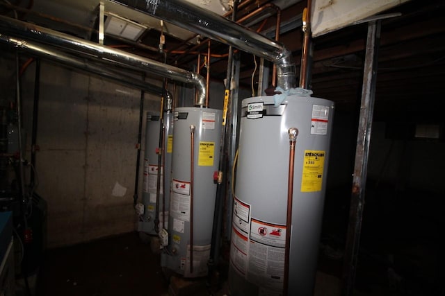 utility room with water heater