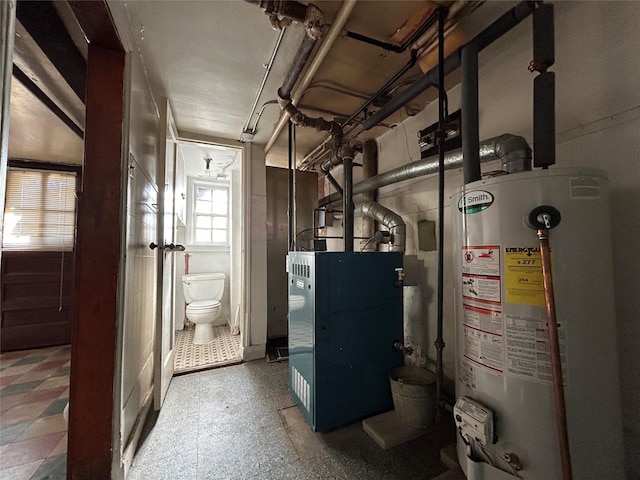 utility room with gas water heater