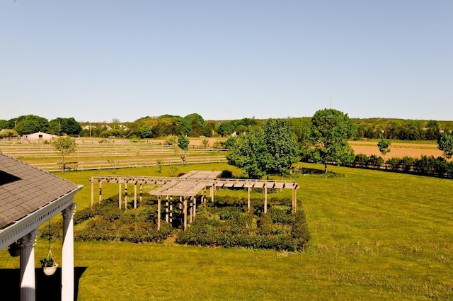 view of yard with a rural view