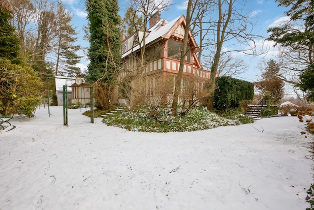 view of snow covered exterior