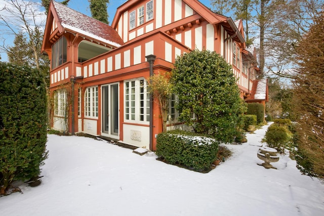 view of snowy exterior