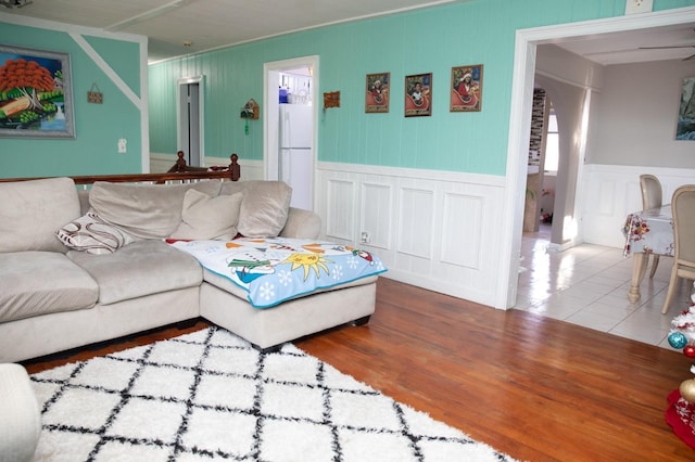 living room with hardwood / wood-style flooring