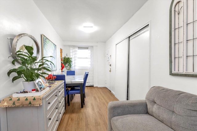 office area featuring light hardwood / wood-style flooring