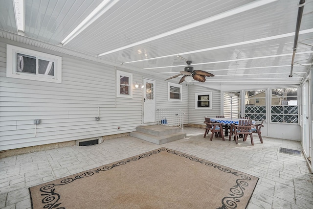 view of patio with ceiling fan