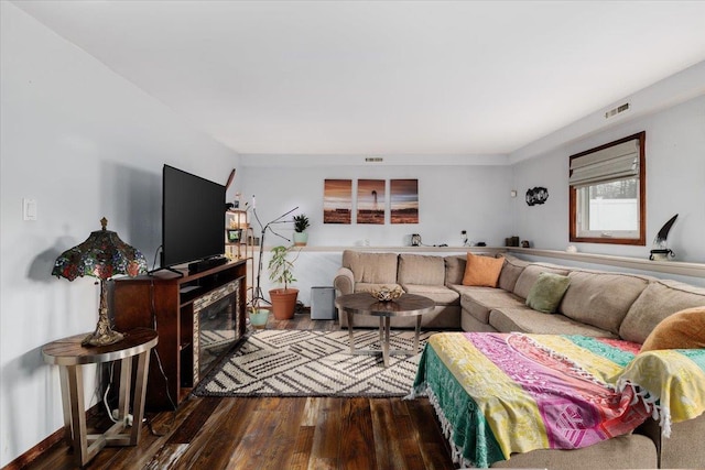 living room with wood-type flooring