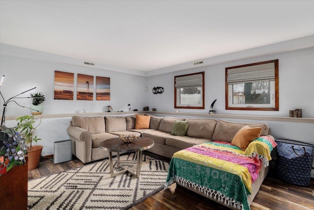 living room with wood-type flooring