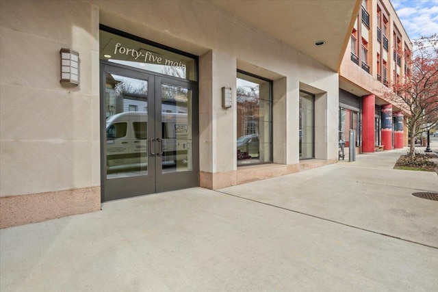 property entrance with french doors