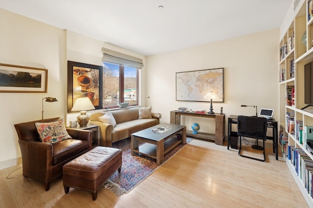 living room featuring light wood-type flooring