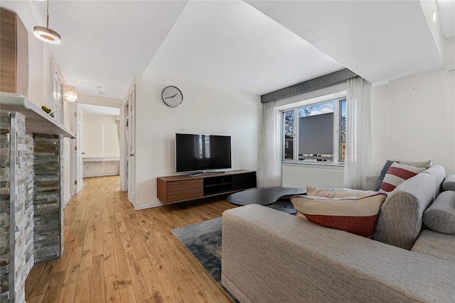 living room featuring light wood-type flooring