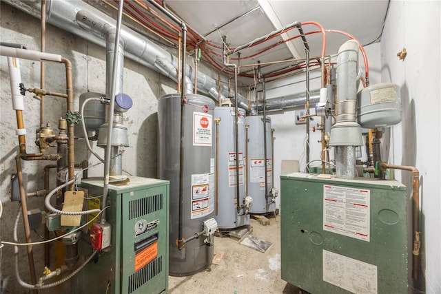 utility room featuring water heater