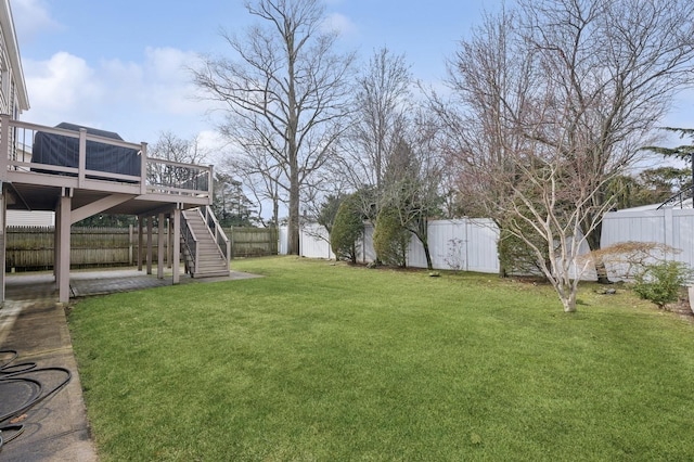 view of yard featuring a deck