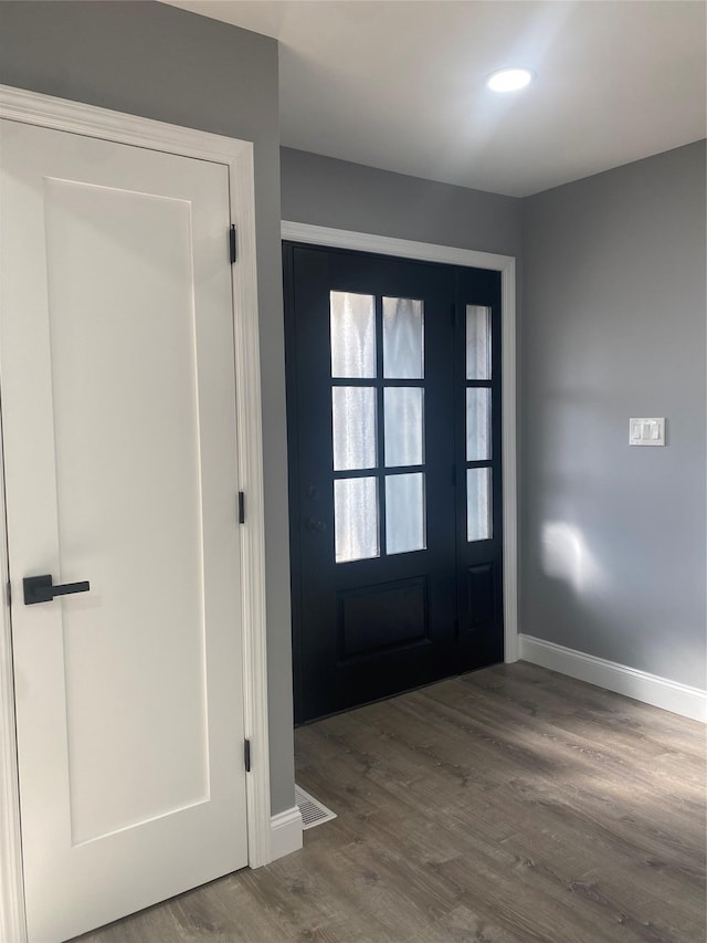 entrance foyer featuring wood-type flooring