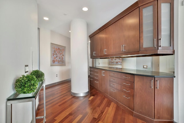 kitchen featuring dark wood-type flooring