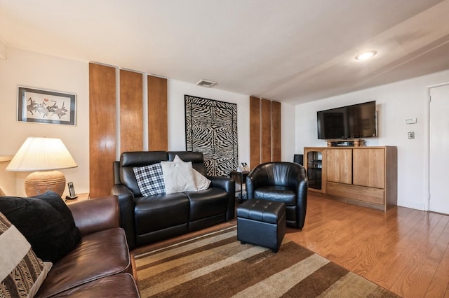 living room with wood-type flooring