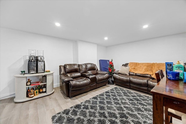 living room with hardwood / wood-style floors