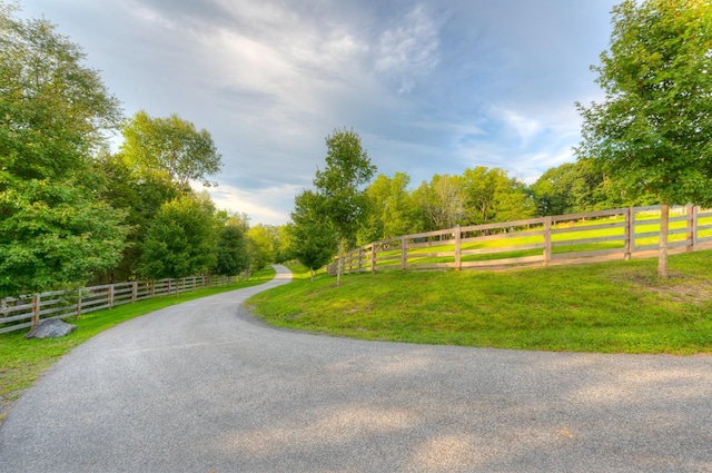 view of road featuring a rural view