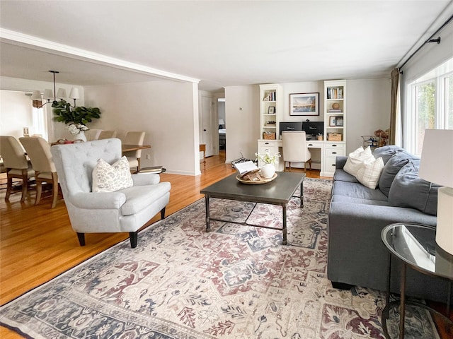 living room with hardwood / wood-style floors