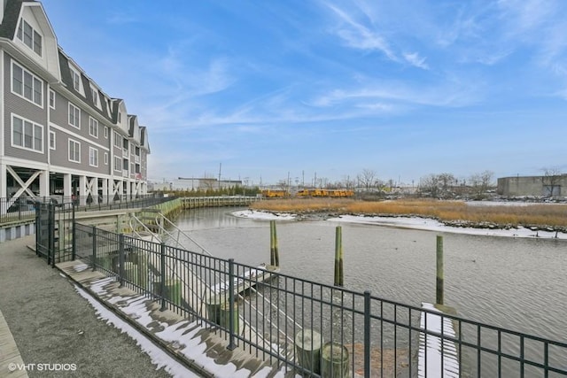 property view of water with a boat dock