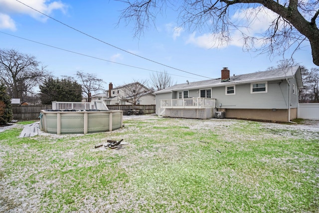 view of yard featuring a pool side deck