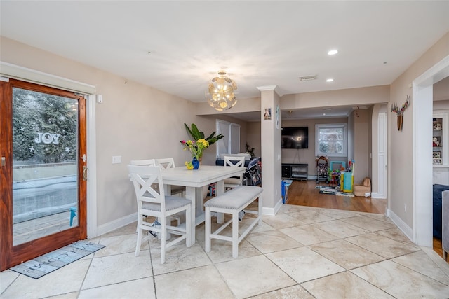 dining room featuring an inviting chandelier