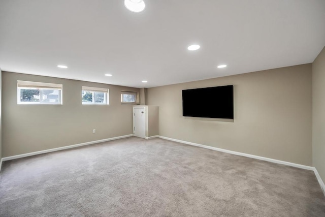 basement with carpet floors