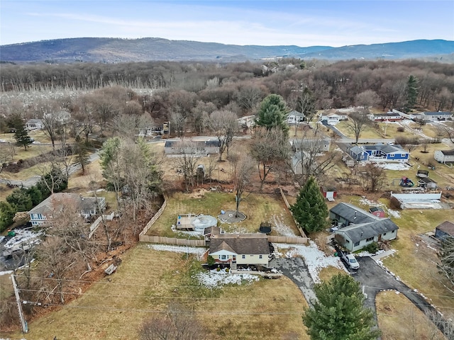 drone / aerial view with a mountain view